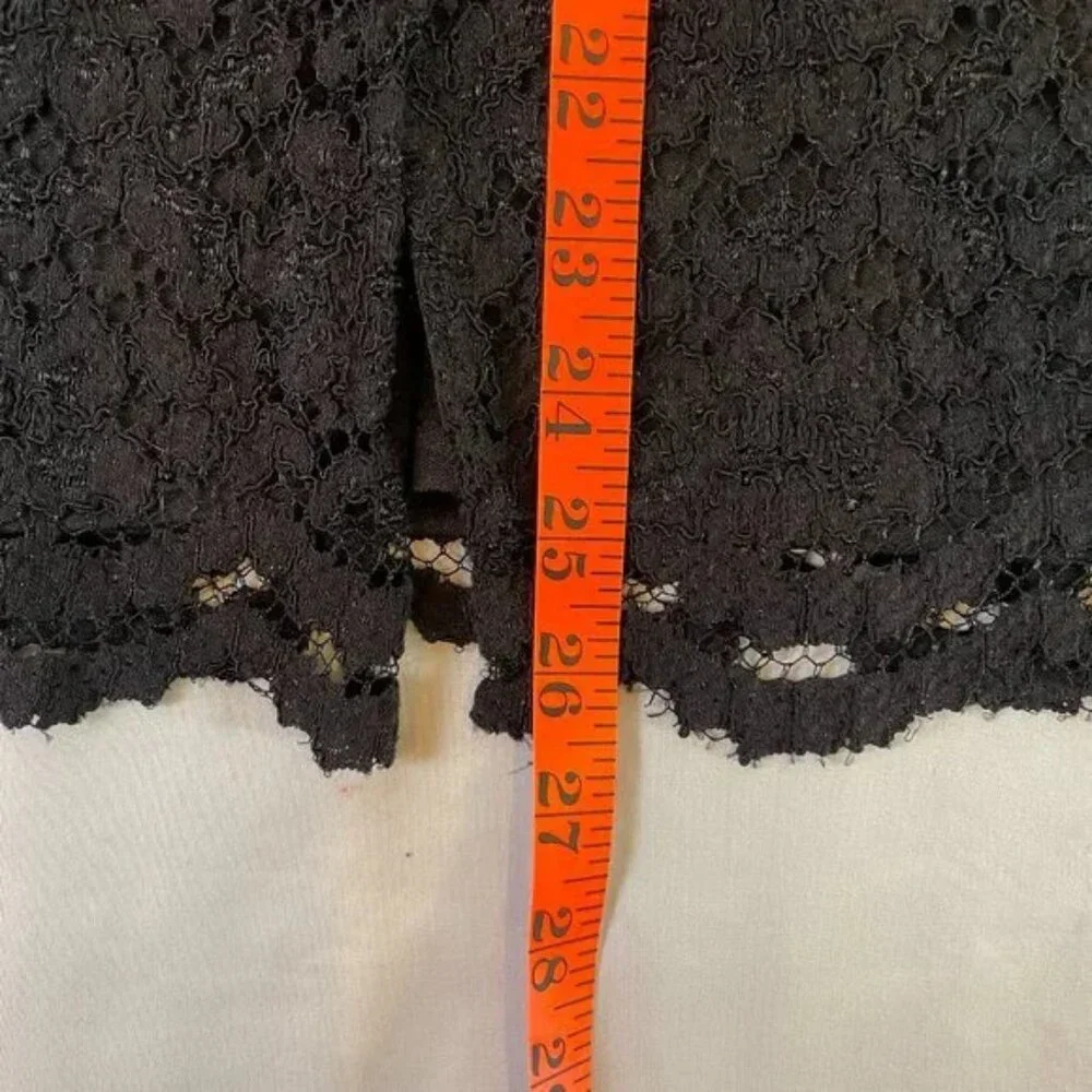 Worthington Black Lace Pencil Skirt Lined Knee Length Back Gold Zipper Size 14